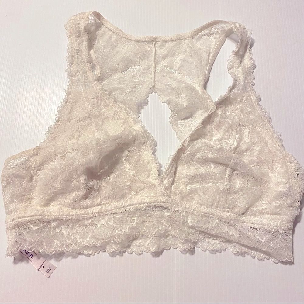 Target Auden white ivory lace sexy lightly lined bralette-L